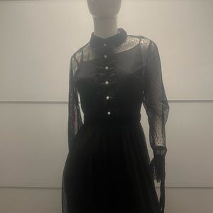 Betsey Johnson mesh maxi evening gown w/ detachable mini slip dress